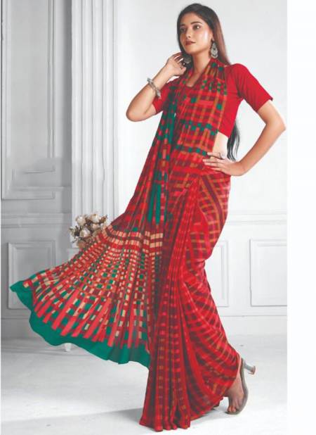 Red Colour Bright And Beautiful Wholesale Daily Wear Sarees Catalog 70002 B