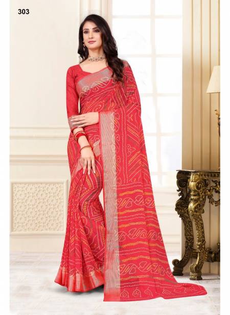 Red Colour Butterfly Vol 5 By Sarita Creation Chiffon Saree Catalog 303