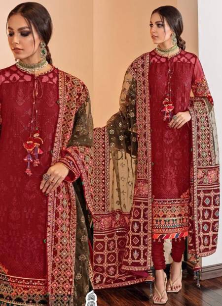 Red Colour Chantelle Vol 3 Wholesale Pakistani Salwar Suits Catalog 10026 A