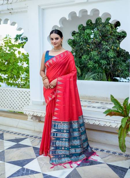 Red Colour Charusila By RF Soft Tussar Silk Sarees Suppliers In India RF27582