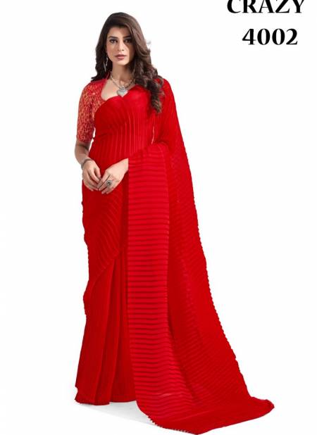 Red Colour Crazy By Fashion Lab Georgette Saree Catalog 4002