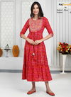 Red Colour Daisy By Rajnanadini Long Kurti Catalog 114