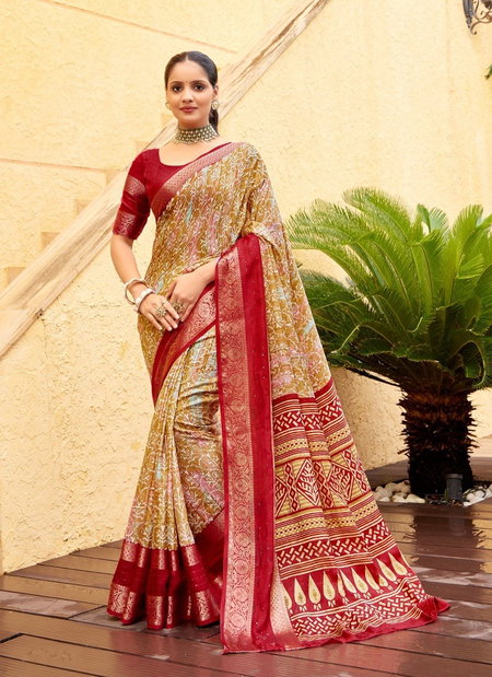 Red Colour Dela By Sr Silk Daily Wear Wholesale Saree Suppliers In Mumbai 1004