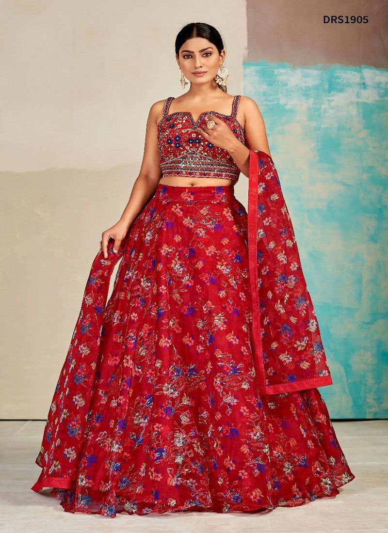 Red Colour Dresstive Vol 6 Party Wear Lehenga Choli Catalog 1905