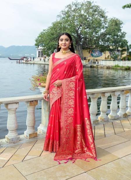 Red Colour ERI Silk Festive Wear Premium Soft Silk Zari Woven Sarees Wholesale In Delhi RF27538