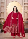 Red Colour Festive Flair By Khushboo Roman Slik Readymade Suits Wholesale Online 41003