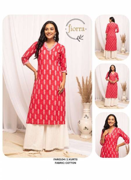 Red Colour Fiorra Summer Special Printed Designer Wholesale Kurtis Suppliers In Mumbai FAR0104