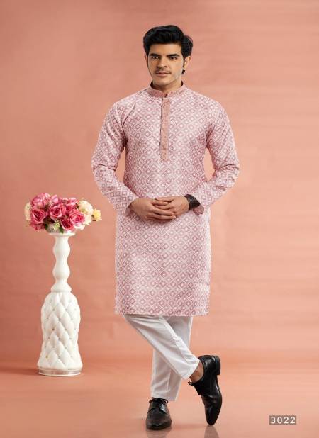Red Colour Function Mens Wear Printed Cotton Stright Kurta Pajama Suppliers In India 3022