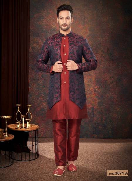 Red Colour GS Fashion Function Wear Mens Desginer Indo Western Wholesalers In Delhi 3071