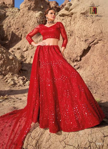 Red Colour Girlish lehenga By Mn Designer Lehenga Choli Catalog 7401
