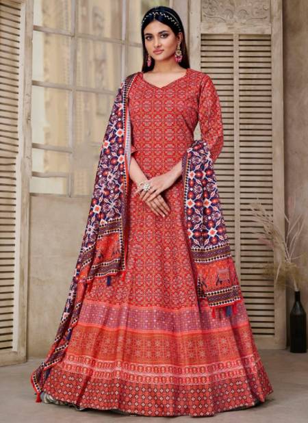 Red Colour Gulkand Ethnic Wear Wholesale Gown Catalog 2459