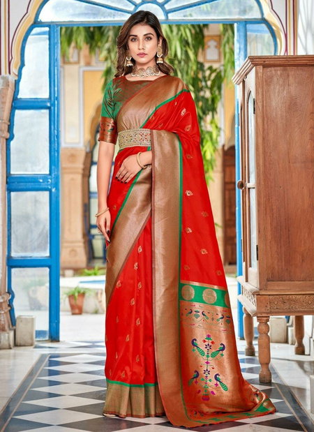 Red Colour Hansika Paithani By Rajpath Wedding Soft Peshwai Paithani Silk Saree Online Wholesale 126001