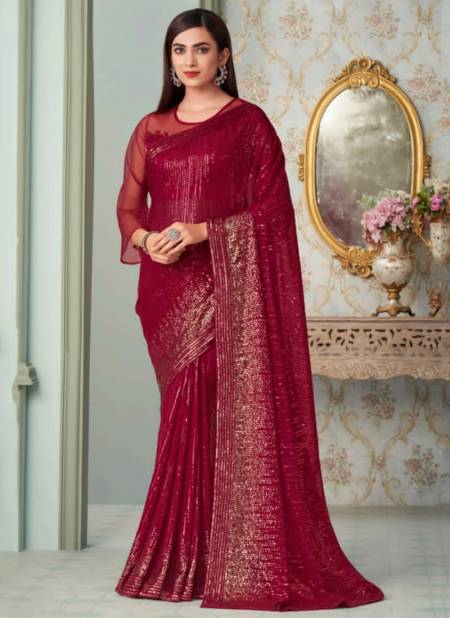 Red Colour Inaara Vol 4 Anmol Wholesale Party Wear Sarees Catalog 2407