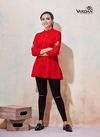 Red Colour Ira Vol 1 By Vardan Rayon With Embroidery Work Ladies Top Western Catalog 2002
