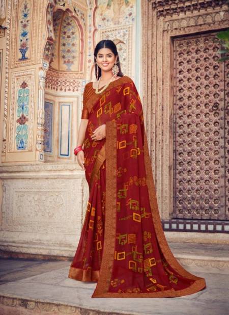 Red Colour Jalsa Vol 6 By Vipul Georgette Printed Daily Wear Sarees Wholesale Price In Surat 75600