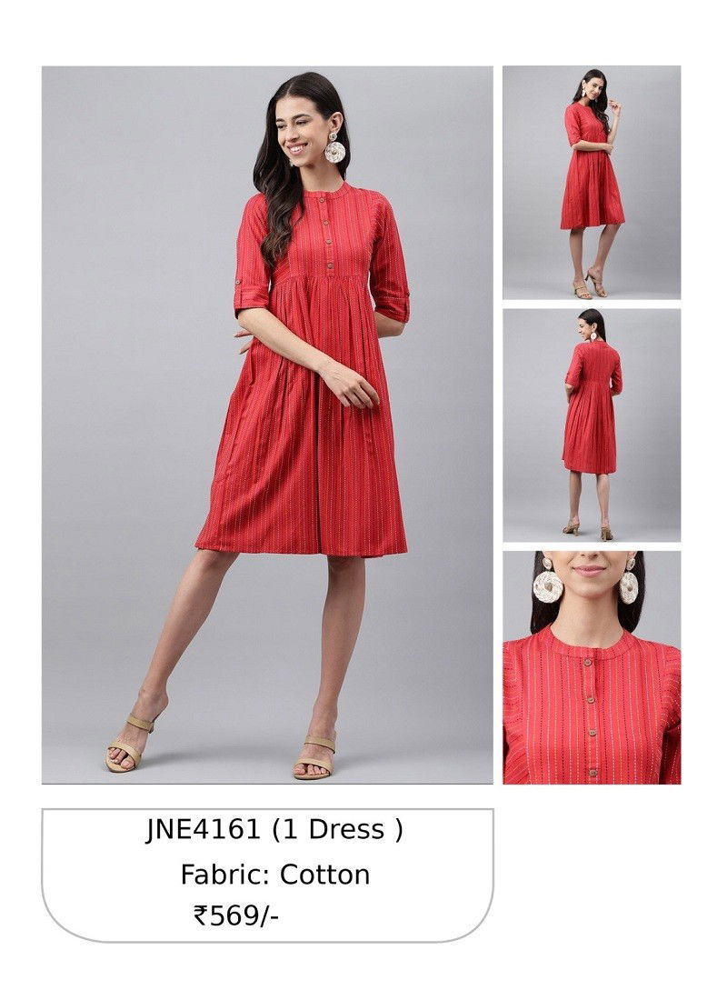 Red Colour Janasya Patywear Kurti Catalog 4161