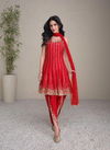 Red Colour Jashn By Sayuri Designer Premium Silk Readymade Suits Exporters In India 5459