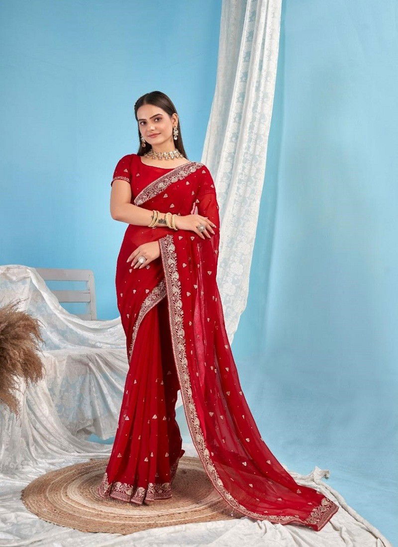 Red Colour Jayshree 1612 A To D Georgette Blooming Designer Best Saree Wholesale Shop In Surat 1612 D.jpg