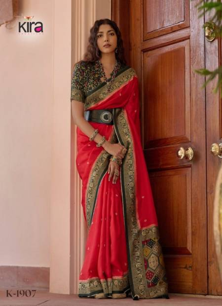 Red Colour Kadambri By Kira Viscose Wedding Wear Saree Wholesalers In India 1907