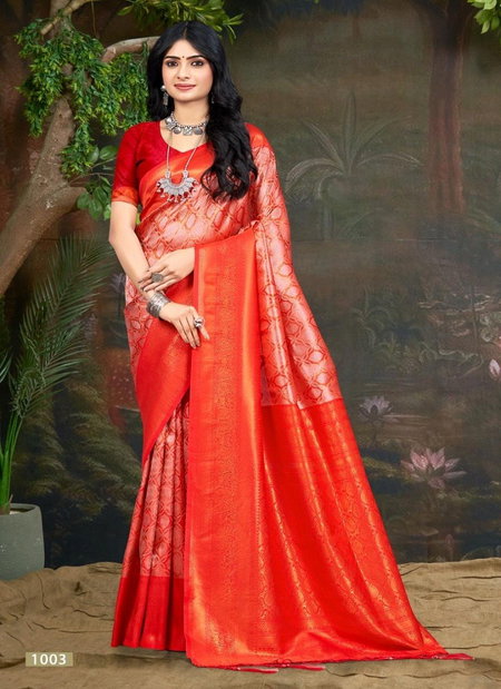 Red Colour Kalanidhi Vol 3 By Bunawat Wedding Wear Kanjivarm Silk Wholesale Sarees Suppliers In Mumbai 1003