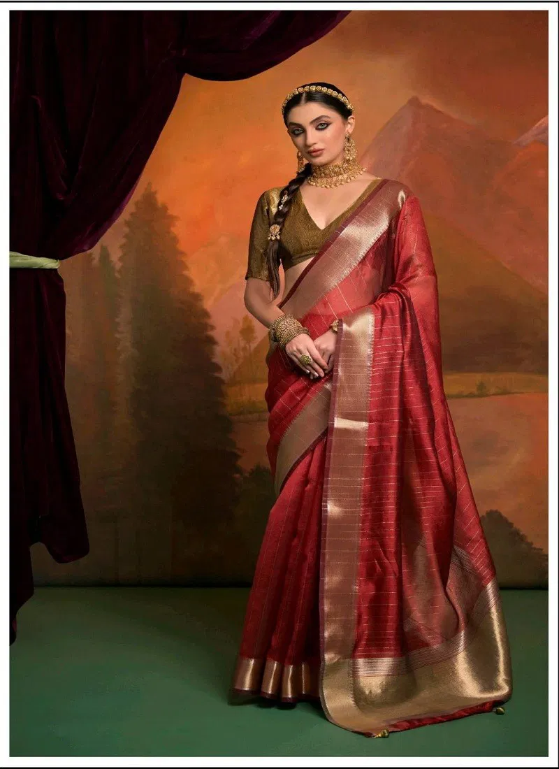 Red Colour Kanak Silk By Kira Moss Silk Wedding Wear Saree Orders In India 6602