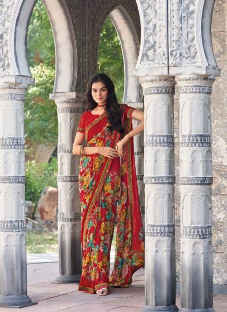 Red Colour Karishma By Vipul Georgette Wear Sarees wholesale Online 75206