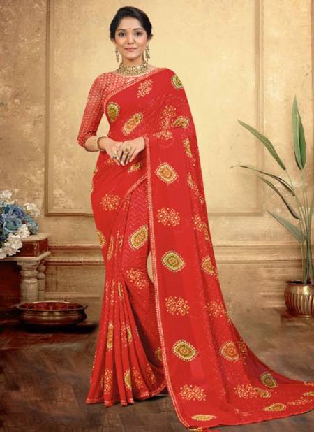 Red Colour Kashvi Wholesale Printed Sarees Catalog 11506