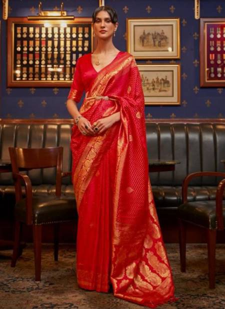Red Colour Kazel Silk Wholesale Festive Wear Silk Saree Catalog 231006