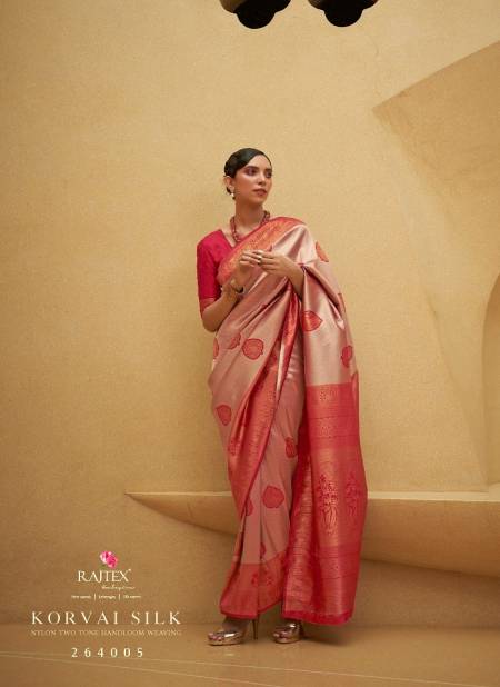 Red Colour Korvai Silk By Rajtex Naylon Two Tone Handloom Weaving Saree Suppliers In India 264005