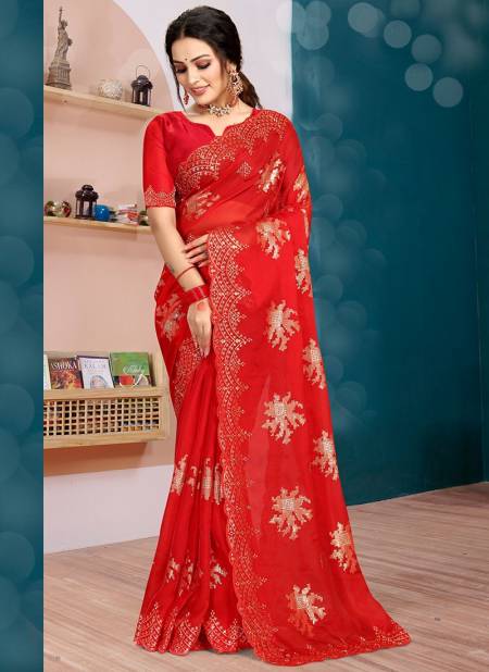Red Colour Love Affair Function Wear Wholesale Printed Sarees 6795
