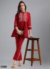 Red Colour Maanushi By Mahotsav Chinon Western Wear Co Set Manufacturers C2185