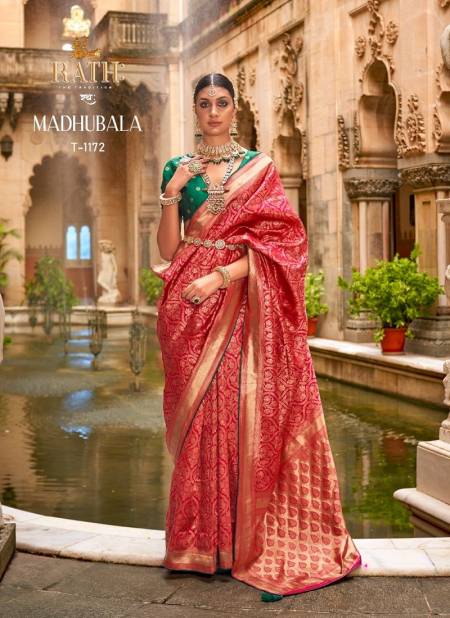 Red Colour Madhubala By Rath Silk Printed Wedding Saree Wholesale Shop In Surat T-1172
