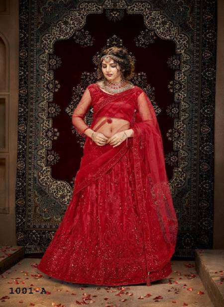 Red Colour Maharani 1001 Colour Edition By Mrudangi Wedding Lahenga Choli Online Wholesale 1001-A