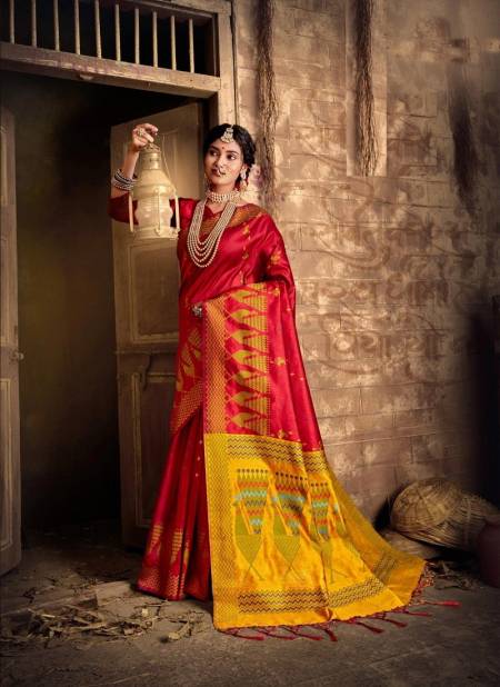 Red Colour Mayur By Fashion Lab Silk Saree Catalog 101