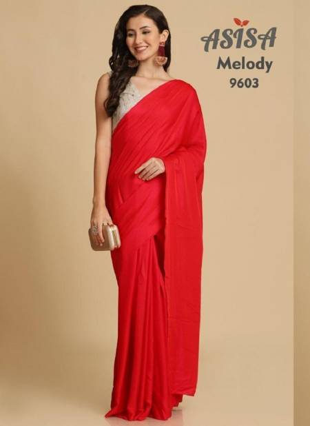 Red Colour Melody By Asisa Party Wear Saree Catalog 9603