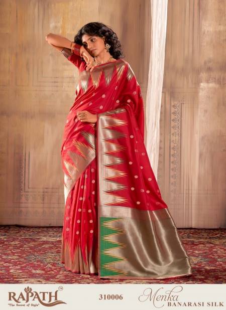Red Colour Menka Silk 310000 By Rajpath Banarasi Silk Occasion Saree Wholesale Shop In Surat 310006