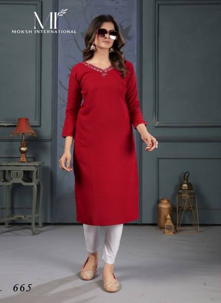 Red Colour Mirror Vol 2 By Moksh Maaza Cotton Handwork With Pocket Kurti Wholesale Shop In Surat 665