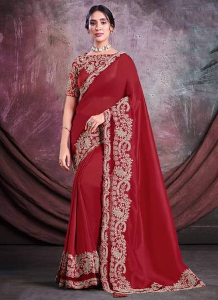Red Colour Mohmanthan Sarisha Mahotsav Wholesale Party Wear Sarees Catalog 22721