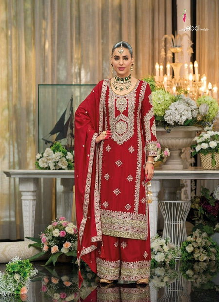 Red Colour Muskat 2 By Eba Chinon Embroidery Readymade Suits Orders In India 1719