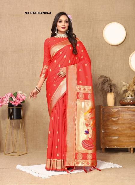 Red Colour NX Paithani 3 by Murti Nx Paithani Silk Sarees Wholesale Shop In India NX Paithani-A