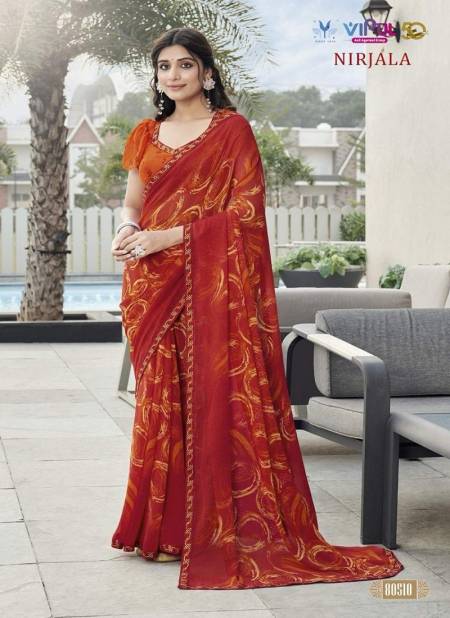 Red Colour Nirjala By Vipul Georgette Printed Daily Wear Sarees Wholesale Suppliers In India 80510