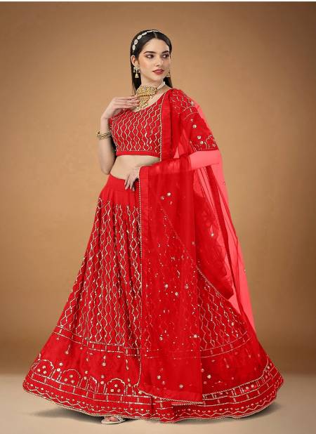 Red Colour Noor By Biva 20011 To 20020 Party Wear Lehenga Choli Catalog 20013