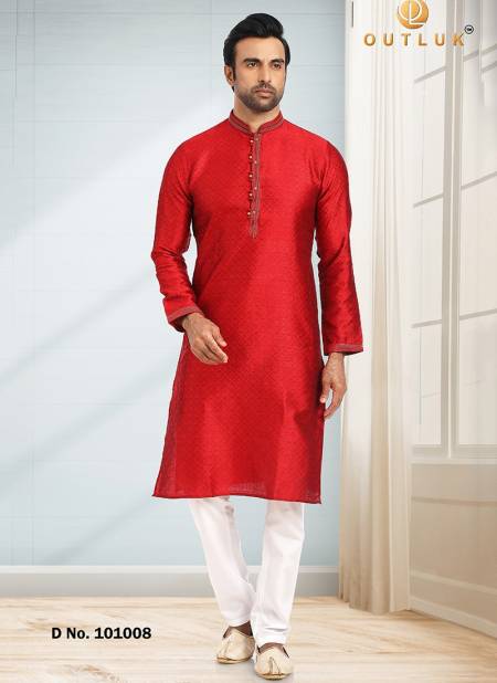 Red Colour Outluk 101 Wholesale Ethnic Wear Kurta Pajama Catalog 101008