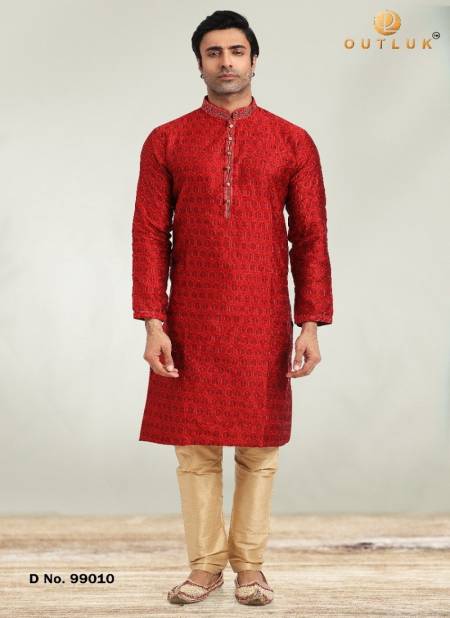 Red Colour Outluk 99 Casual Wear Wholesale Kurta With Pajama Collection 99010