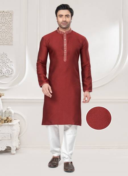 Red Colour Outluk Vol 131 Jacquard Pintex Mens Wholesale Kurta Pajama Manufacturers 131004