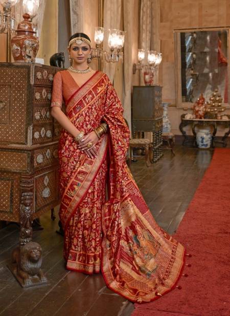 Red Colour Padmavat By Rewaa 689 To 697 Printed Saree Catalog 691