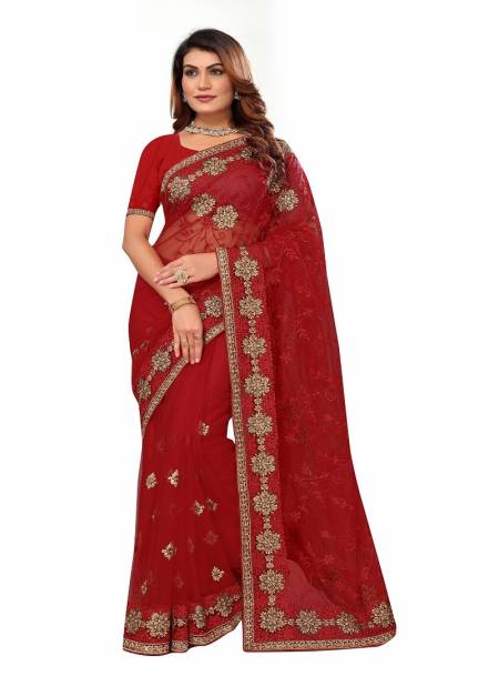 Red Colour Paradise By Utsav Nari Designer Sarees Surat Wholesale Market 2293