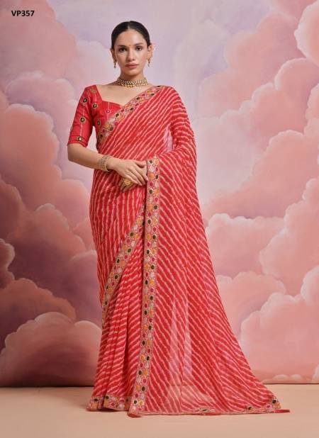 Red Colour Pari By Fashion Berry Georgette Printed Saree Orders In India VP357