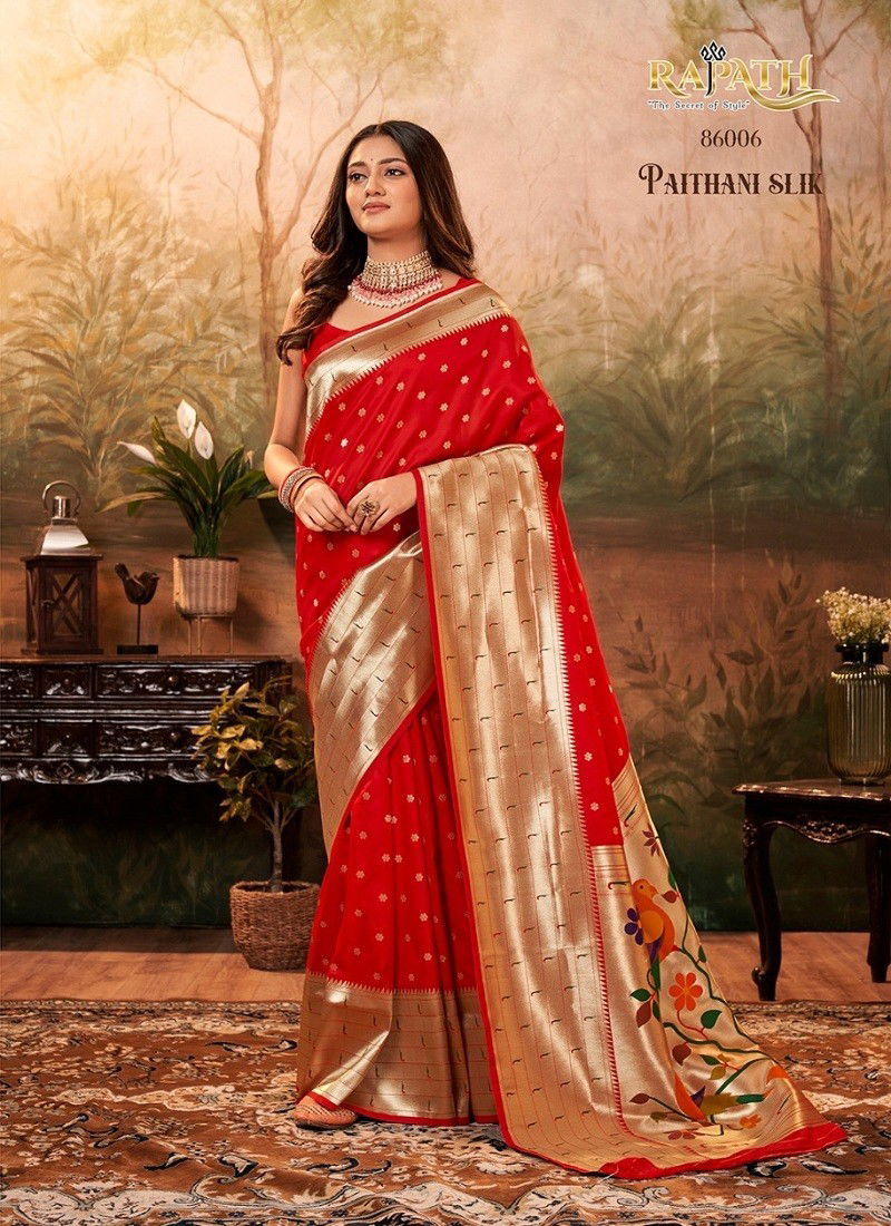 Red Colour Pavitra Paithani Silk By Rajpath Silk Wedding Saree Orders In India 86006