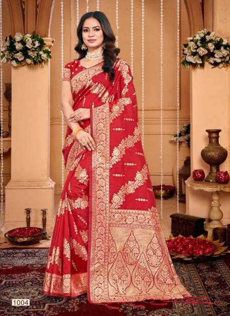 Red Colour Plazzo Silk Vol 1 By Bunawat Silk Wedding Sarees Wholesale Online 1004